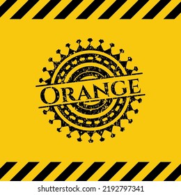 Orangefarbenes Insider-Warnschild, schwarzes Grunge-Emblem. Vektorgrafik. Detaillierte Angaben. 