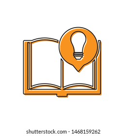Orange Interesting facts icon isolated on white background. Book or article and light bulb.  Vector Illustration