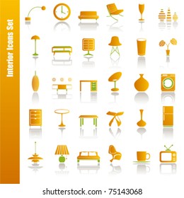 Orange interior icons set