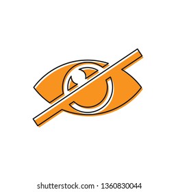 Orange Invisible or hide icon isolated on white background. Vector Illustration