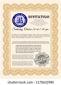 Orange Invitation. Artistry design. Easy to print. Customizable, Easy to edit and change colors. 