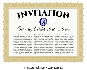 Orange Invitation. Artistry design. With linear background. Vector illustration. 