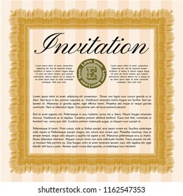 Orange Invitation. With background. Customizable, Easy to edit and change colors. Beauty design. 