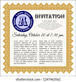 Orange Invitation. With background. Customizable, Easy to edit and change colors. Money Pattern design. 