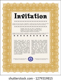 Orange Invitation. With background. Money style design. Customizable, Easy to edit and change colors. 