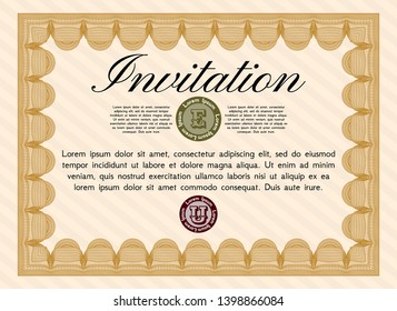 Orange Invitation. With background. Vector illustration. Nice design. 