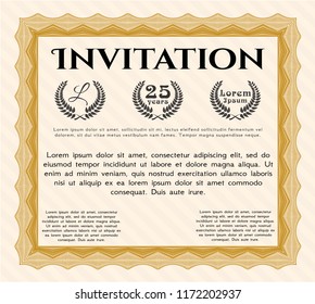 Orange Invitation. Beauty design. Printer friendly. Detailed. 