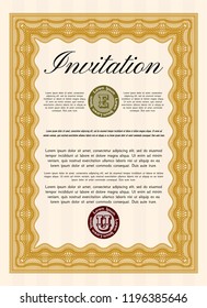 Orange Invitation. With complex background. Detailed. Good design. 