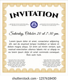 Orange Invitation. Complex background. Detailed. Superior design. 