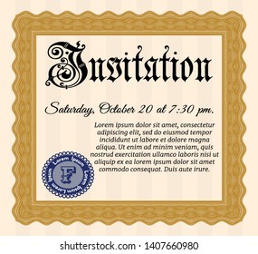 Orange Invitation. Complex background. Money Pattern. Vector illustration. 