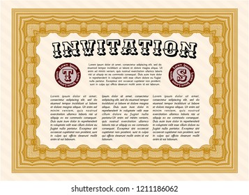 Orange Invitation. With complex background. Vector illustration. Beauty design. 