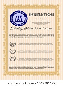 Orange Invitation. Complex background. Vector illustration. Cordial design. 