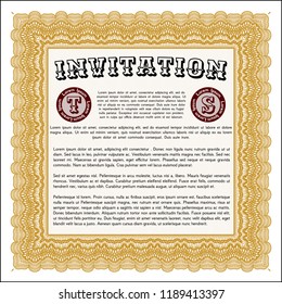 Orange Invitation. Cordial design. With guilloche pattern. Vector illustration. 