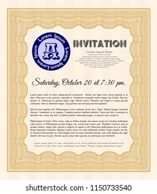 Orange Invitation. Cordial design. With linear background. Vector illustration. 