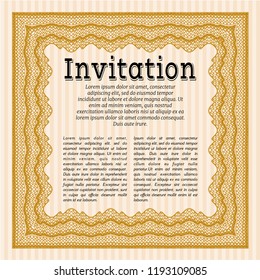Orange Invitation. Customizable, Easy to edit and change colors. With linear background. Retro design. 
