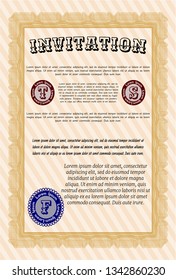 Orange Invitation. Customizable, Easy to edit and change colors. Complex background. Retro design. 