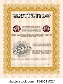 Orange Invitation. Customizable, Easy to edit and change colors. Complex background. Sophisticated design. 