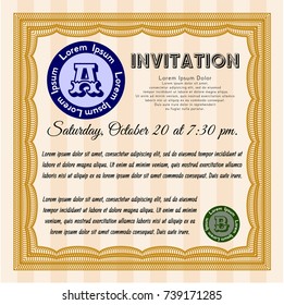 Orange Invitation. Customizable, Easy to edit and change colors. Printer friendly. Money Pattern design. 