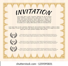 Orange Invitation. Detailed. With guilloche pattern and background. Beauty design. 