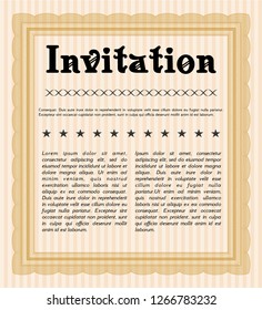 Orange Invitation. Detailed. With linear background. Superior design. 