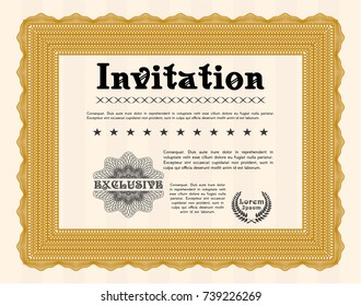 Orange Invitation. Detailed. Printer friendly. Modern design. 