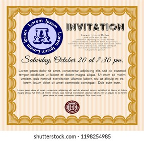Orange Invitation. Detailed. With quality background. Sophisticated design. 
