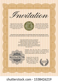 Orange Invitation. Detailed. With quality background. Sophisticated design. 