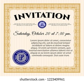 Orange Invitation. Easy to print. Lovely design. Detailed. 