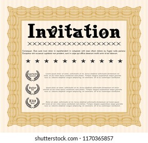 Orange Invitation. Easy to print. Retro design. Vector illustration. 