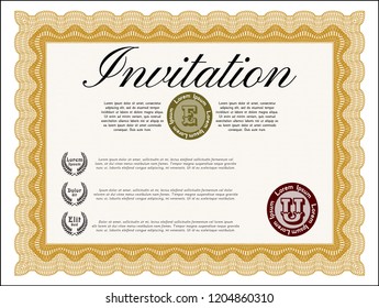 Orange Invitation. Elegant design. Customizable, Easy to edit and change colors. With quality background. 