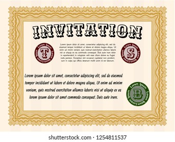 Orange Invitation. Elegant design. Customizable, Easy to edit and change colors. Easy to print. 
