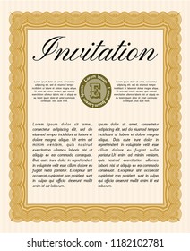 Orange Invitation. Elegant design. With great quality guilloche pattern. Customizable, Easy to edit and change colors. 