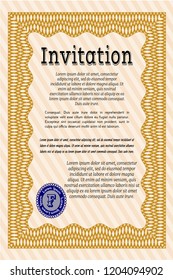 Orange Invitation. Excellent design. Customizable, Easy to edit and change colors. With linear background. 