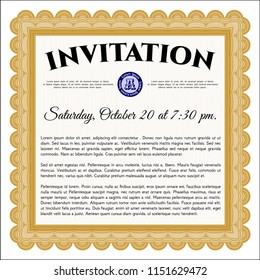 Orange Invitation. Good design. With background. Vector illustration. 