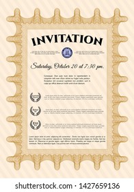 Orange Invitation. Good design. Customizable, Easy to edit and change colors. With background. 