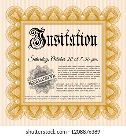 Orange Invitation. Good design. Printer friendly. Detailed. 