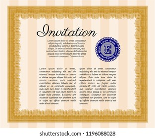 Orange Invitation. With guilloche pattern and background. Customizable, Easy to edit and change colors. Sophisticated design. 