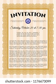 Orange Invitation. With guilloche pattern. Customizable, Easy to edit and change colors. Excellent design. 