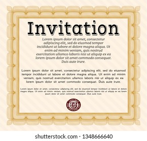 Orange Invitation. With linear background. Cordial design. Detailed. 