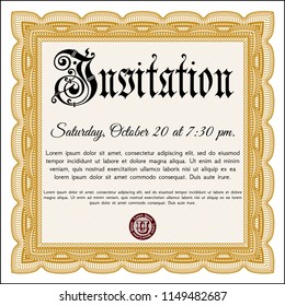 Orange Invitation. With linear background. Good design. Customizable, Easy to edit and change colors. 