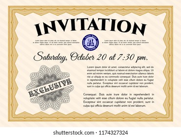 Orange Invitation. With linear background. Nice design. Customizable, Easy to edit and change colors. 