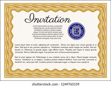 Orange Invitation. Lovely design. Detailed. Easy to print. 