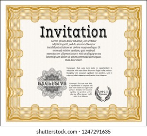 Orange Invitation. Lovely design. Vector illustration. Complex background. 