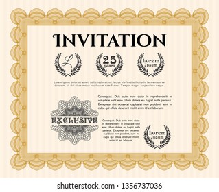 Orange Invitation. Modern design. Detailed. With quality background. 