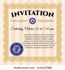 Orange Invitation. Modern design. Easy to print. Detailed. 