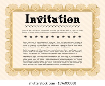 Orange Invitation. Modern design. Vector illustration. With complex background. 