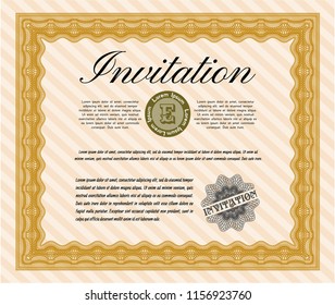 Orange Invitation. Money design. With quality background. Vector illustration. 