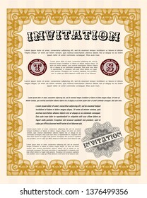 Orange Invitation. Money Pattern. With background. Detailed. 