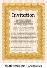 Orange Invitation. Money Pattern design. Vector illustration. Printer friendly. 