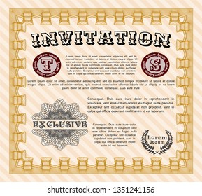Orange Invitation. Money Pattern design. With complex background. Vector illustration. 